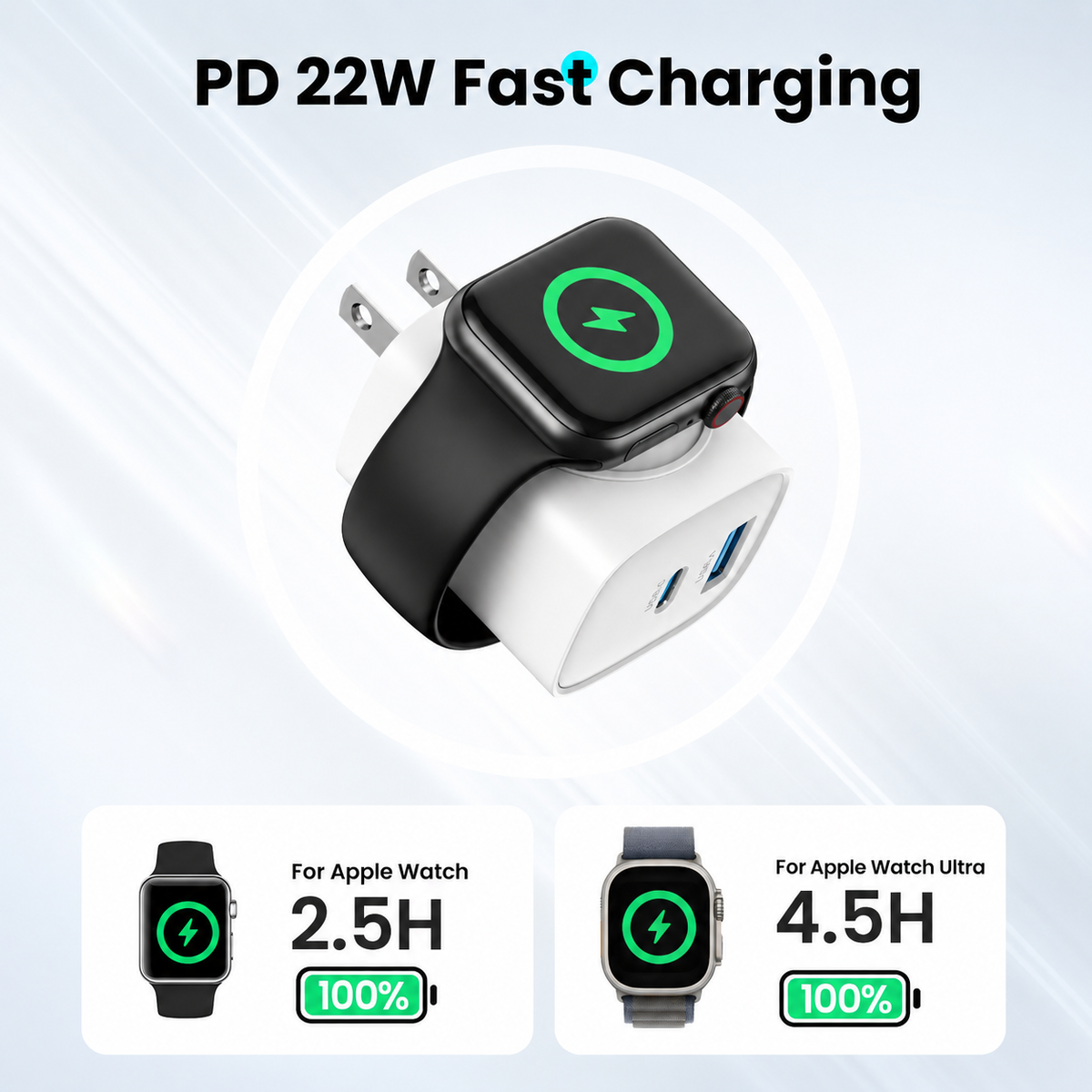 Bonus Free Cable! 3-in-1 Magnetic Apple Watch & iPhone Charger