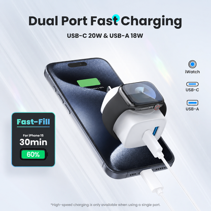 Bonus Free Cable! 3-in-1 Magnetic Apple Watch & iPhone Charger