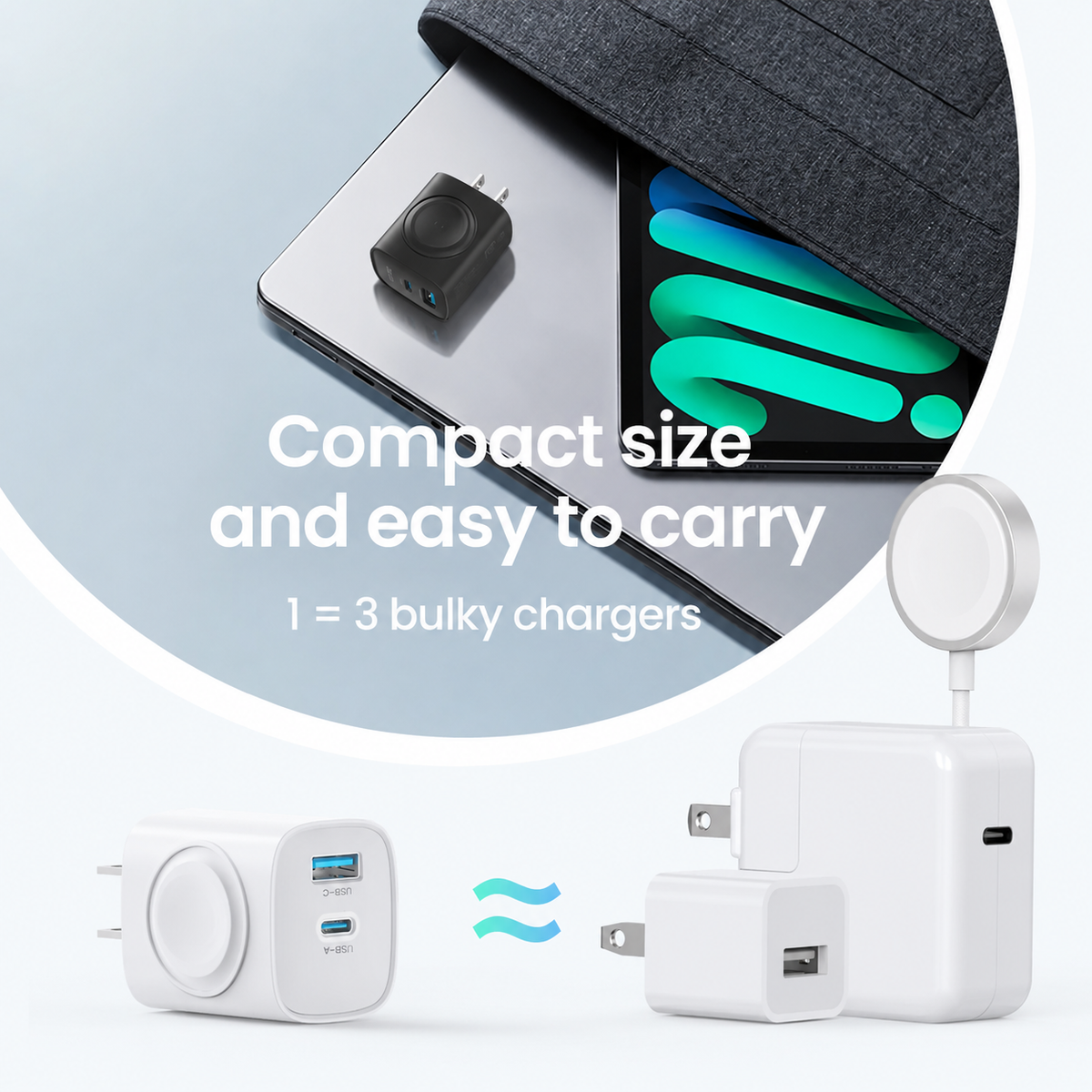 Bonus Free Cable! 3-in-1 Magnetic Apple Watch & iPhone Charger