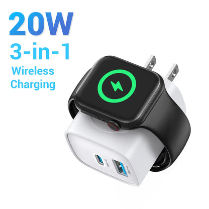 Bonus Free Cable! 3-in-1 Magnetic Apple Watch & iPhone Charger