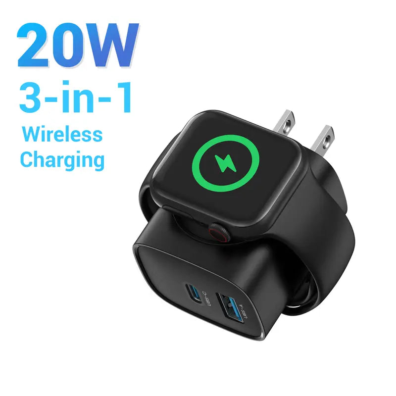 Bonus Free Cable! 3-in-1 Magnetic Apple Watch & iPhone Charger